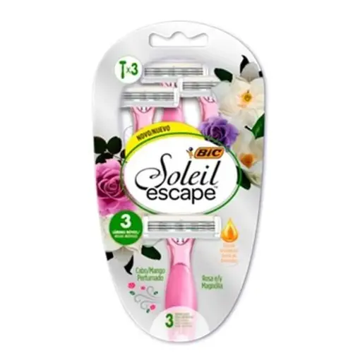APARELHO DE BARBEAR BICV SOLEIL ESCAPE ROSA & MAGNOLIA 3 UNIDADES