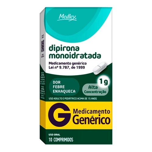 Dipirona Monoidratada Medley 1G 10 Comprimidos