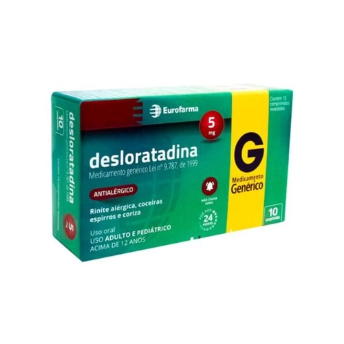 DESLORATADINA 5 MG COM 10 COMPRIMIDOS-EUROFARMA