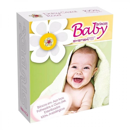 brinco system 75 cristal com rosa infantil