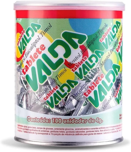 VALDA TABLETE SABOR MENTOL EUCALIPTOL E TIMOL POTE COM 100 UNIDADES