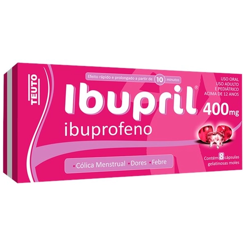 Ibupril 400mg com 8 Cápsulas-TEUTO