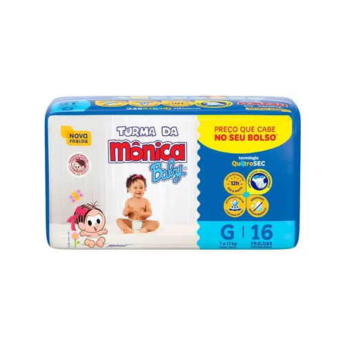 Fralda Turma da Monica Jumbinho G 16 Unidades