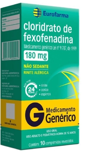 CLORIDRATO FEXOFENADINA 180MG COM 10 COMPRIMIDOS-EUROFARMA