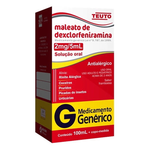 Maleato de dexclorfeniramina 100ml 0,4mg-TEUTO