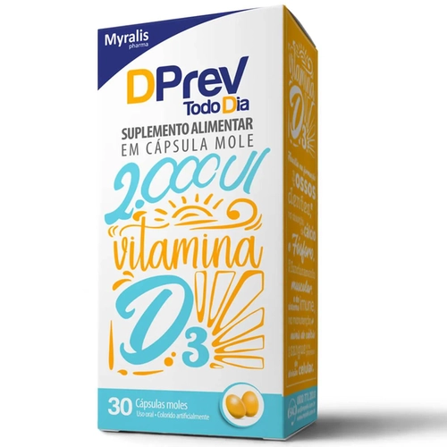 Vitamina D 2.000UI DPrev Todo Dia 30 comprimidos-MYRALIS
