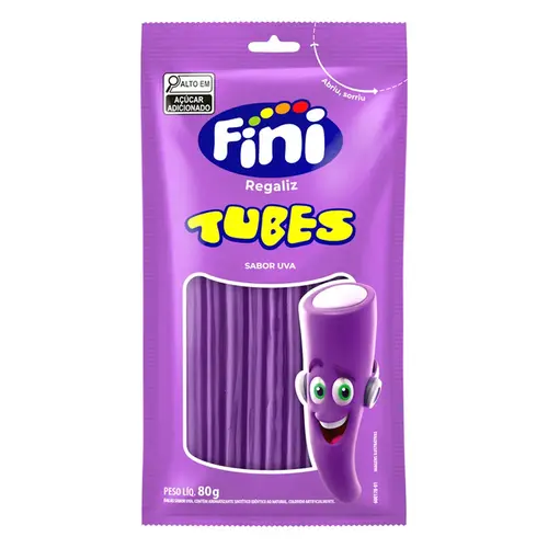 Bala de Gelatina Fini Regaliz Tubes, Uva 80g