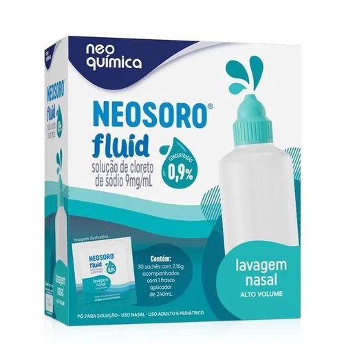 Descongestionante Nasal Neosoro Fluid Alto Volume 0,9% Neo Química 30 Sachês de 2,16g Cada + 1 Frasco 240ml