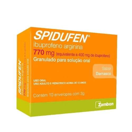 Spidufen 1155mg, 10 Envelopes 3G de Granulado de Uso Oral, Sabor Damasco-ZAMBON