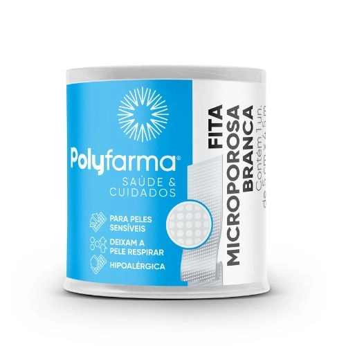 Fita Polyfarma Microporosa 2,5cmx9,0m Branca