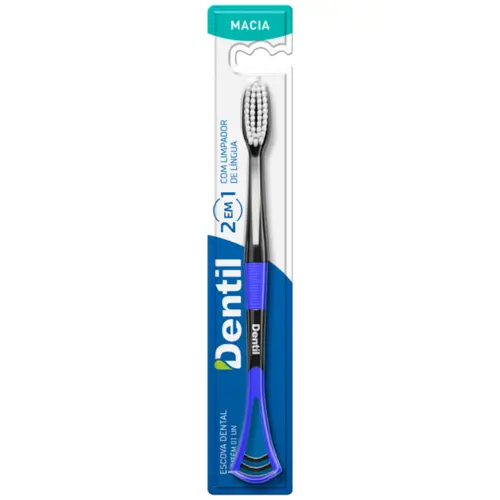ESCOVA DENTIL 2 EM 1 C/ LIMPADOR DE LINGUA MACIA