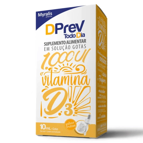 Vitamina D 1.000UI DPrev Todo Dia Frutas Gotas 10ml-MYRALIS