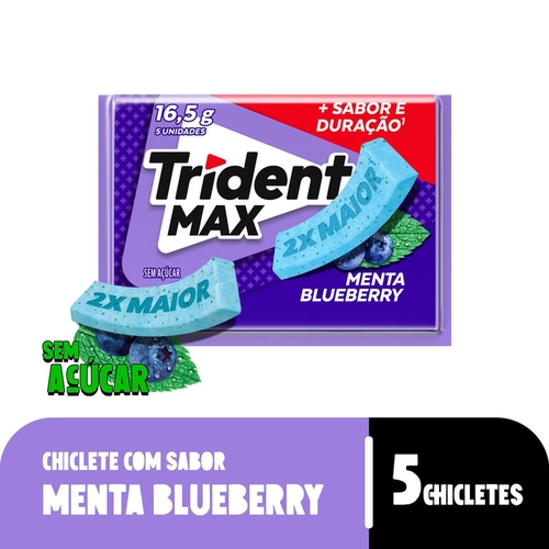 Goma de Mascar Trident Max Menta Blueberry Sem Açúcar 16,5G