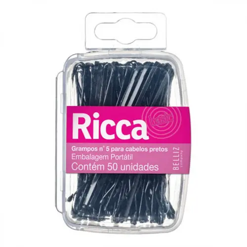 Grampo Para Cabelo Preto Nº5 Embalagem Portátil Ricca 50 Unidade